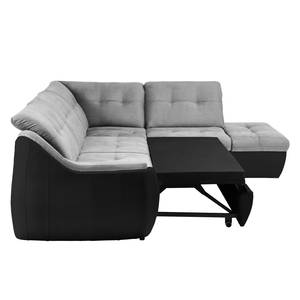 Canapé d'angle New Rockford II Imitation cuir / Microfibre - Convertible - Noir / Gris clair - Méridienne longue à droite (vue de face)