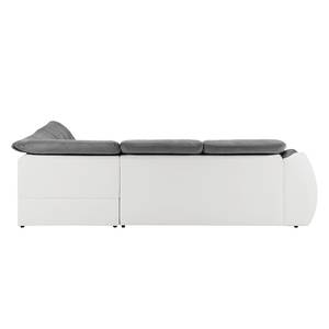 Canapé d'angle New Rockford II Imitation cuir / Microfibre - Convertible - Blanc / Gris - Méridienne longue à droite (vue de face)