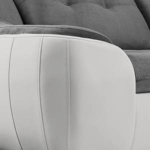 Canapé d'angle New Rockford II Imitation cuir / Microfibre - Convertible - Blanc / Gris - Méridienne longue à droite (vue de face)