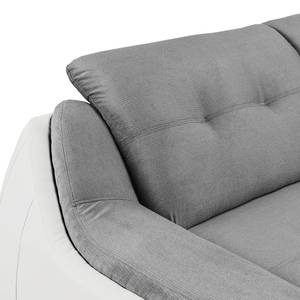 Canapé d'angle New Rockford II Imitation cuir / Microfibre - Convertible - Blanc / Gris clair - Méridienne longue à droite (vue de face)