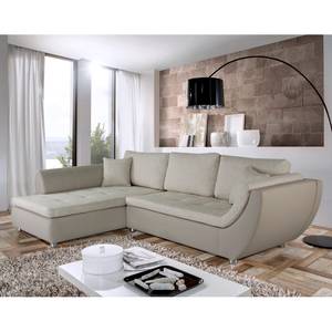 Canapé d'angle Nikolas Imitation cuir / Tissu - Méridienne à droite (vue de face) - Beige