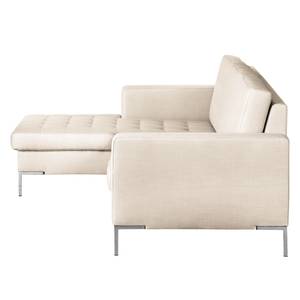 Hoekbank Nistra geweven stof - Beige - Longchair vooraanzicht links