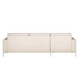 Hoekbank Nistra geweven stof - Beige - Longchair vooraanzicht links