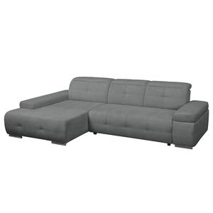 Ecksofa Niverville Webstoff Grau - Longchair davorstehend links - Schlaffunktion