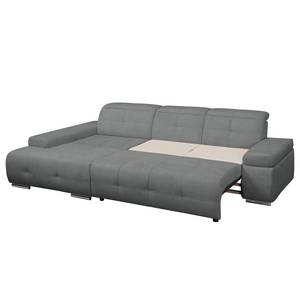 Ecksofa Niverville Webstoff Webstoff - Grau - Longchair davorstehend links - Schlaffunktion