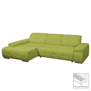 Ecksofa Niverville Webstoff Webstoff - Grün - Longchair davorstehend links - Schlaffunktion