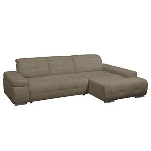 Ecksofa Niverville Webstoff Webstoff - Braun - Longchair davorstehend rechts - Schlaffunktion