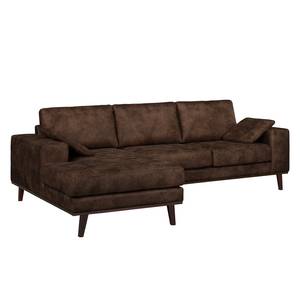 Ecksofa Noona Antiklederlook Braun - Longchair davorstehend links