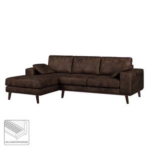 Ecksofa Noona Antiklederlook Braun - Longchair davorstehend links