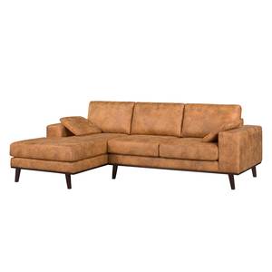 Ecksofa Noona Antiklederlook Cognac - Longchair davorstehend links