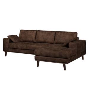 Ecksofa Noona Antiklederlook Braun - Longchair davorstehend rechts