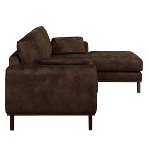 Ecksofa Noona Antiklederlook Braun - Longchair davorstehend rechts