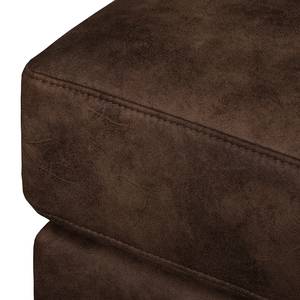 Canapé d'angle Noona Aspect cuir antique - Marron - Méridienne courte à droite (vue de face)