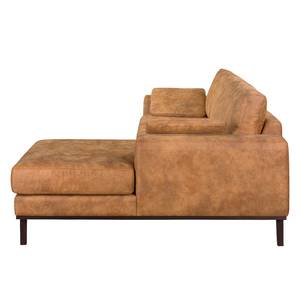 Ecksofa Noona Antiklederlook Cognac - Longchair davorstehend rechts