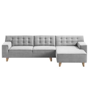 Hoekbank Nordic Chic II geweven stof Stof TUS: 19 light grey - Longchair vooraanzicht rechts