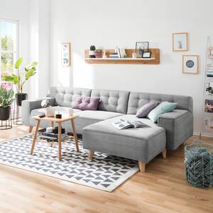 Hoekbank Nordic Chic II geweven stof Stof TUS: 19 light grey - Longchair vooraanzicht rechts