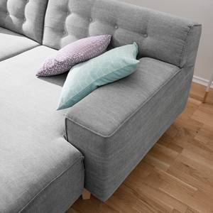 Hoekbank Nordic Chic II geweven stof Stof TUS: 19 light grey - Longchair vooraanzicht rechts