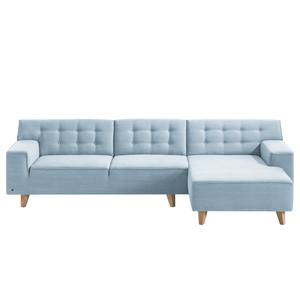 Hoekbank Nordic Chic II geweven stof Stof TUS: 6 sky blue - Longchair vooraanzicht rechts