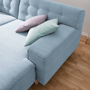 Hoekbank Nordic Chic II geweven stof Stof TUS: 6 sky blue - Longchair vooraanzicht rechts