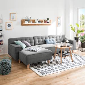 Hoekbank Nordic Chic II geweven stof Stof TUS: 9 graphite - Longchair vooraanzicht links