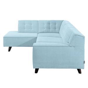 Hoekbank Nordic Chic geweven stof - Lichtblauw - Breedte: 269 cm - Longchair vooraanzicht links