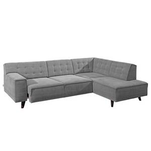 Hoekbank Nordic Chic geweven stof - Grijs - Breedte: 249 cm - Longchair vooraanzicht rechts