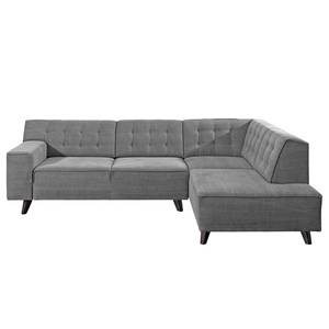 Hoekbank Nordic Chic geweven stof - Grijs - Breedte: 269 cm - Longchair vooraanzicht rechts