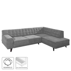 Ecksofa Nordic Chic Webstoff Grau - Breite: 249 cm - Longchair davorstehend rechts