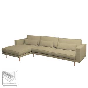 Ecksofa Lacona Strukturstoff Cappuccino - Longchair davorstehend links