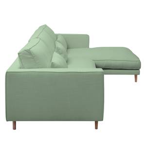 Ecksofa Lacona Strukturstoff Mintgrau - Longchair davorstehend rechts