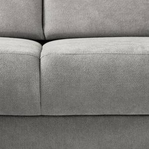 Canapé d'angle Odemira Tissu structuré - Granit - Méridienne longue à gauche (vue de face) - Avec réglage de la profondeur d'assise - Coffre de lit