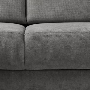 Canapé d'angle Odemira Tissu structuré - Gris - Méridienne longue à gauche (vue de face) - Avec réglage de la profondeur d'assise - Coffre de lit