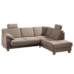 Ecksofa Odemira Strukturstoff - Warmes Beige - Ottomane davorstehend rechts - Sitztiefenverstellung - Bettkasten