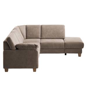 Ecksofa Odemira Strukturstoff - Warmes Beige - Ottomane davorstehend rechts - Sitztiefenverstellung - Bettkasten