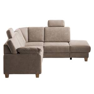 Ecksofa Odemira Strukturstoff - Warmes Beige - Ottomane davorstehend rechts - Sitztiefenverstellung - Bettkasten