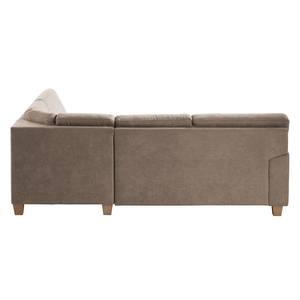 Ecksofa Odemira Strukturstoff - Warmes Beige - Ottomane davorstehend rechts - Sitztiefenverstellung - Bettkasten