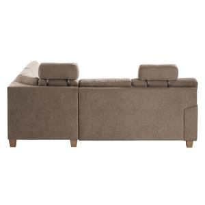 Ecksofa Odemira Strukturstoff - Warmes Beige - Ottomane davorstehend rechts - Sitztiefenverstellung - Bettkasten