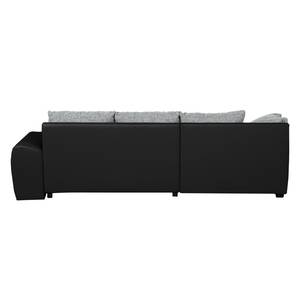 Ecksofa Navona II (mit Schlaffunktion) Kunstleder / Webstoff - Schwarz / Grau - Longchair davorstehend links