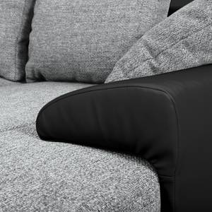 Ecksofa Navona II (mit Schlaffunktion) Kunstleder / Webstoff - Schwarz / Grau - Longchair davorstehend rechts