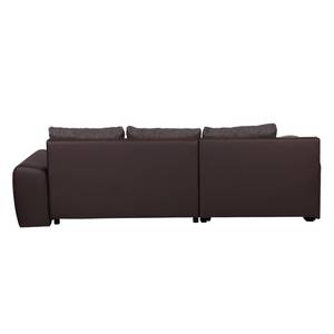 Ecksofa Navona II (mit Schlaffunktion) Kunstleder / Webstoff - Braun - Longchair davorstehend links