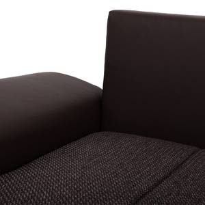 Ecksofa Navona II (mit Schlaffunktion) Kunstleder / Webstoff - Braun - Longchair davorstehend rechts