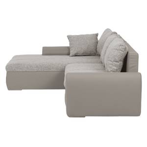 Ecksofa Navona II (mit Schlaffunktion) Kunstleder / Webstoff - Taupe - Longchair davorstehend links