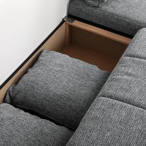 Ecksofa Navona II (mit Schlaffunktion) Kunstleder / Webstoff - Weiß / Grau - Longchair davorstehend rechts