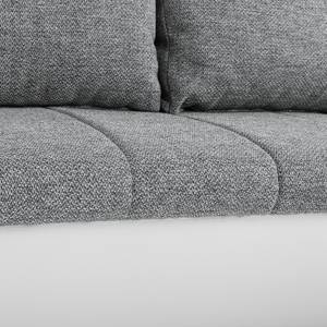 Ecksofa Navona II (mit Schlaffunktion) Kunstleder / Webstoff - Weiß / Grau - Longchair davorstehend rechts