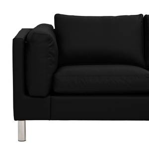 Ecksofa Omnia I Echtleder Echtleder Neka: Schwarz - Longchair davorstehend rechts