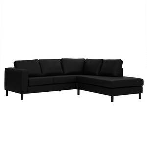 Ecksofa Omnia II Echtleder Echtleder Neka: Schwarz - Longchair davorstehend rechts