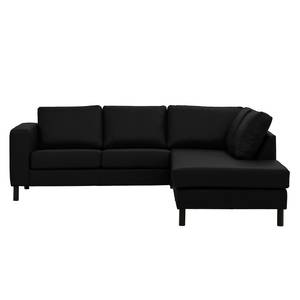 Ecksofa Omnia II Echtleder Echtleder Neka: Schwarz - Longchair davorstehend rechts