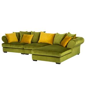 Ecksofa Oriago Samtstoff Grün - Longchair davorstehend rechts