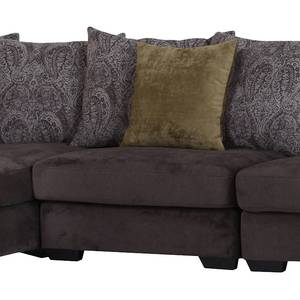 Ecksofa Oriago Webstoff Dunkelbraun Longchair davorstehend links