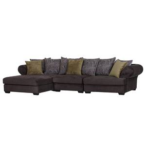 Ecksofa Oriago Webstoff Dunkelbraun Webstoff - Dunkelbraun - Longchair davorstehend links